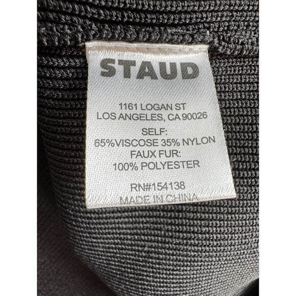 Staud Josee Black Mini Bodycon Dress Size Medium - Picture 7 of 7